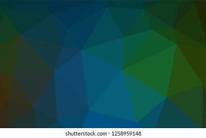 Dark Blue, Green vector shining triangular backdrop. Glitter abstract illustration with an elegant triangles. A completely new design for your leaflet.