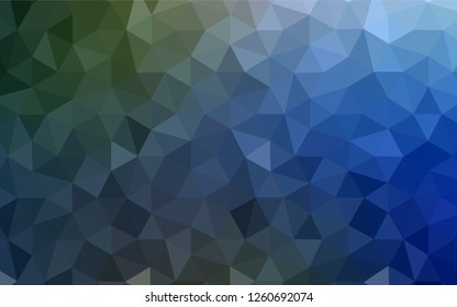 Dark Blue, Green vector shining triangular layout. Polygonal abstract illustration with gradient. Textured pattern for your backgrounds.