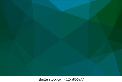Dark Blue, Green vector shining hexagonal background. Colorful abstract illustration with gradient. Triangular pattern for your business design.