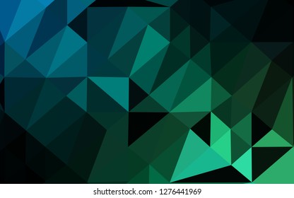 Dark Blue, Green vector shining triangular pattern. Glitter abstract illustration with an elegant design. The best triangular design for your business.
