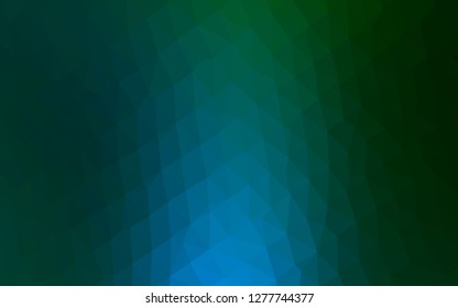 Dark Blue, Green vector shining triangular background. Geometric illustration in Origami style with gradient. The best triangular design for your business.