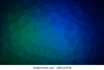Dark Blue, Green vector shining triangular template. Glitter abstract illustration with an elegant design. Triangular pattern for your business design.