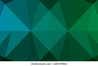 Dark Blue, Green vector shining hexagonal template. Geometric illustration in Origami style with gradient.  The textured pattern can be used for background.