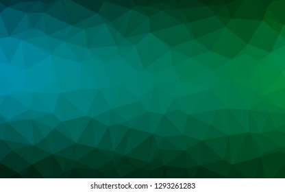 Dark Blue, Green vector shining triangular template. Geometric illustration in Origami style with gradient. Template for your brand book.