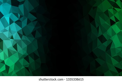 Dark Blue, Green vector shining triangular pattern. A vague abstract illustration with gradient. Template for a cell phone background.