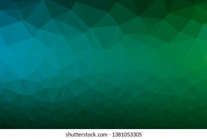 Dark Blue, Green vector shining triangular template. Glitter abstract illustration with an elegant design. Textured pattern for background.