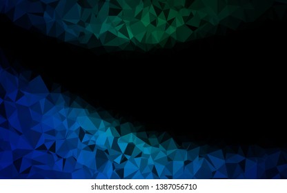 Dark Blue, Green vector shining triangular pattern. Triangular geometric sample with gradient.  Completely new template for your business design.