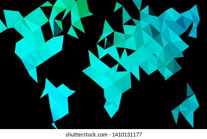 Dark Blue, Green vector shining triangular background. Triangular geometric sample with gradient.  Brand new style for your business design.