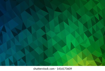 Dark Blue, Green vector shining triangular pattern. A sample with polygonal shapes. The best triangular design for your business.