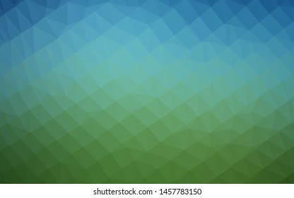Dark Blue, Green vector shining triangular background. An elegant bright illustration with gradient. The best triangular design for your business.