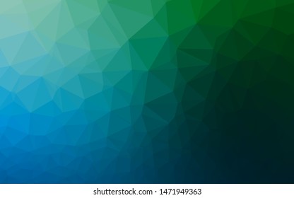 Dark Blue, Green vector shining triangular template. A vague abstract illustration with gradient. Completely new template for your business design.