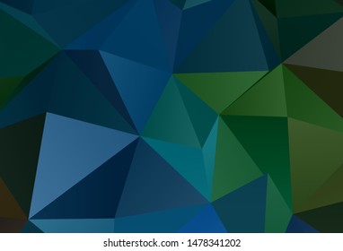 Dark Blue, Green vector shining triangular layout. Shining colorful illustration with triangles. Brand new style for your business design.