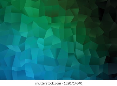 Dark Blue, Green vector shining triangular background. Triangular geometric sample with gradient.  Completely new template for your business design.