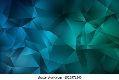 Dark Blue, Green vector shining triangular layout. Creative geometric illustration in Origami style with gradient. Template for cell phone's backgrounds.