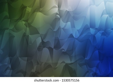 Dark Blue, Green vector shining triangular layout. Creative geometric illustration in Origami style with gradient. A new texture for your web site.