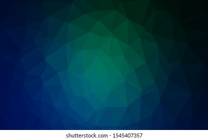 Dark Blue, Green vector shining triangular background. Colorful illustration in abstract style with gradient. The best triangular design for your business.