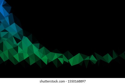 Dark Blue, Green vector shining triangular background. Triangular geometric sample with gradient.  Completely new design for your business.