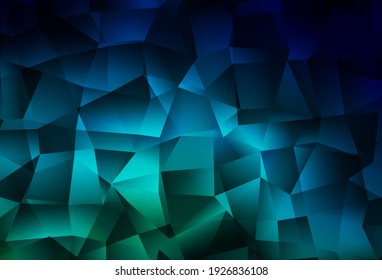Dark Blue, Green vector shining triangular background. Creative geometric illustration in Origami style with gradient. New template for your brand book.