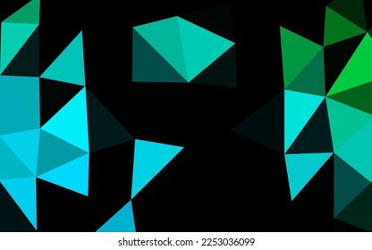 Azul oscuro, verde vector brillante patrón triangular. Ilustración creativa en estilo de semitono con gradiente. Diseño completamente nuevo para su negocio.
