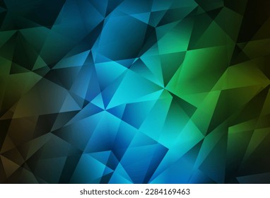 Dark Blue, Green vector shining triangular backdrop. Elegant bright polygonal illustration with gradient. Textured pattern for your backgrounds.