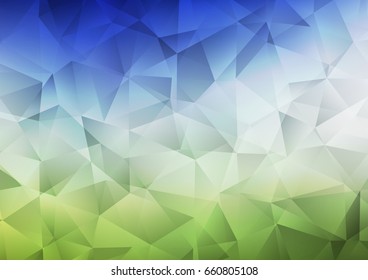 Dark Blue, Green vector shining triangular template. Modern geometrical abstract illustration with gradient. The completely new template can be used for your brand book.