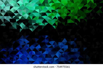 Dark Blue, Green vector shining triangular template. Geometric illustration in Origami style with gradient.  A completely new design for your business.