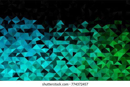 Dark Blue, Green vector shining triangular template. Geometric illustration in Origami style with gradient.  The polygonal design can be used for your web site.