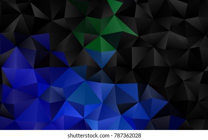 Dark Blue, Green vector shining triangular template. Geometric illustration in Origami style with gradient.  The polygonal design can be used for your web site.