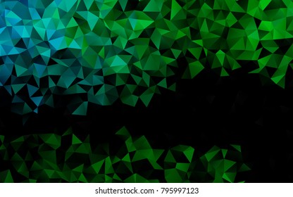 Dark Blue, Green vector shining triangular background. Shining illustration, which consist of triangles. Triangular pattern for your business design.