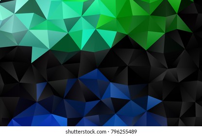 Dark Blue, Green vector shining triangular pattern. Glitter abstract illustration with an elegant design. A completely new design for your business.