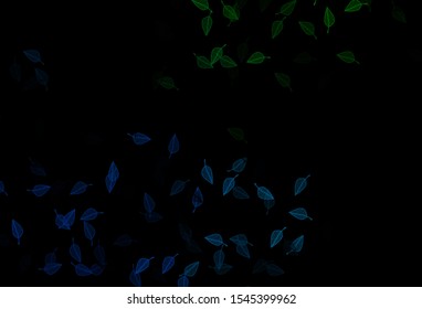Dark Blue, Green vector sketch backdrop. Brand new colorful illustration in modern style with leaves. Hand painted design for web, leaflet, textile.