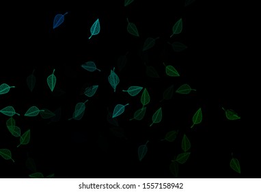 Dark Blue, Green vector sketch cover. An elegant bright illustration with leaves in Natural style. Brand new style for your business design.