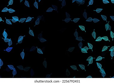 Azul oscuro, cubierta vectorial verde. Ilustración abstracta brillante con hojas. Diseño pintado a mano para envolver, papel pintado.