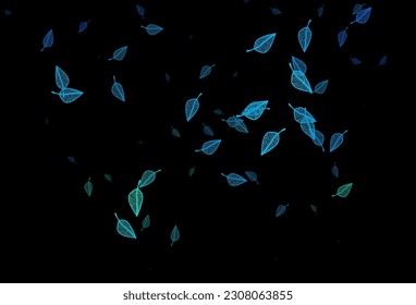 Dark Blue, Green vector sketch template. Doodle illustration of leaves in Origami style with gradient. Brand new design for your business.
