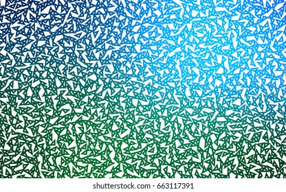 Dark Blue, Green vector of small triangles on white background. Illustration of abstract texture of triangles. Pattern design for banner, poster, cover.