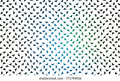 Dark Blue, Green vector of small triangles on white background. Illustration of abstract texture of triangles. Pattern design for banner, poster, cover.