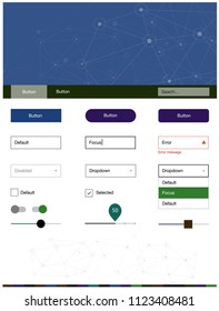 Dark Blue, Green vector style guide with triangles, circles. Ui kit design in abstract style with colorful crystals, circles. Modern template for your landing page.