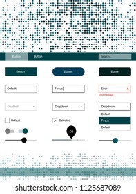 Dark Blue, Green vector style guide with circles. Decorative ui kit design in abstract style with colorful dots. This template you can use for websites.