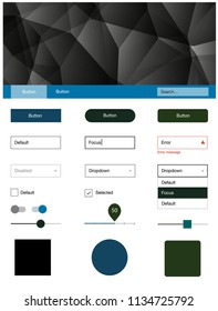 Dark Blue, Green vector style guide with triangles. Decorative ui kit design in abstract style with colorful crystals. Modern template for your landing page.