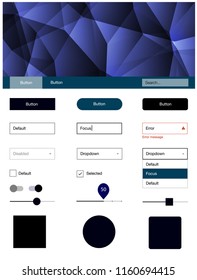 Dark Blue, Green vector style guide with triangles. Web ui kit with abstract gradient triangles in its header. Modern template for your landing page.