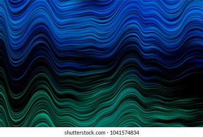 Dark Blue, Green vector template with bent ribbons. Blurred geometric sample with gradient bubbles.  Pattern for your business design.