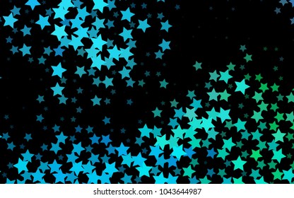 Dark Blue, Green vector template with sky stars. Glitter abstract illustration with colored stars. The pattern can be used for wrapping gifts.