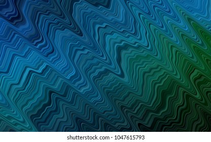 Dark Blue, Green vector template with bent lines. Colorful abstract illustration with gradient lines. The elegant pattern for brand book.