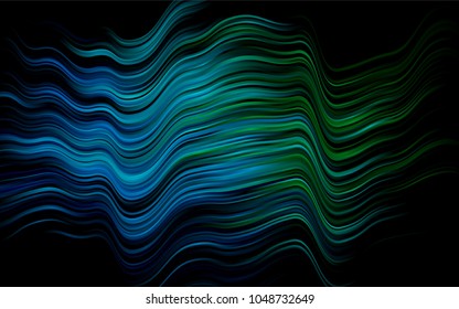 Dark Blue, Green vector template with bent ribbons. Blurred geometric sample with gradient bubbles.  The template for cell phone backgrounds.