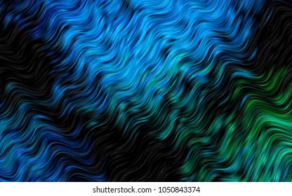 Dark Blue, Green vector template with lines, ovals. Modern gradient abstract illustration with bandy lines. The best blurred design for your business.