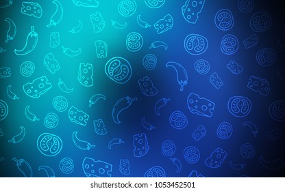 Dark Blue, Green vector template with organic meal. Beautiful colored illustration with food in doodle style. Pattern for ad, booklets, leaflets of restaurants.