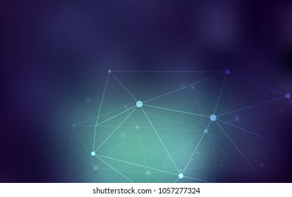 Dark Blue, Green vector template with circles, triangles. Design with connection of dots and lines on colorful background. New design for ad, poster, banner of your website.