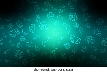 Dark Blue, Green vector template with organic meal. Beautiful colored illustration with food in doodle style. Doodle design for your business advert of cafes.