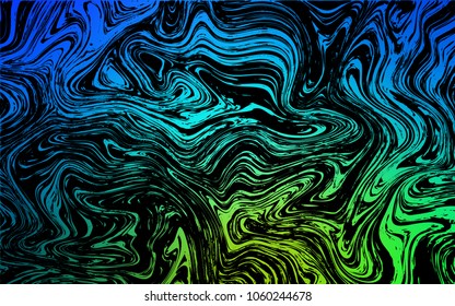 Dark Blue, Green vector template with lava shapes. Creative illustration in halftone marble style with gradient. The template for cell phone backgrounds.