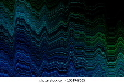 Dark Blue, Green vector template with lines, ovals. Modern gradient abstract illustration with bandy lines. Pattern for your business design.